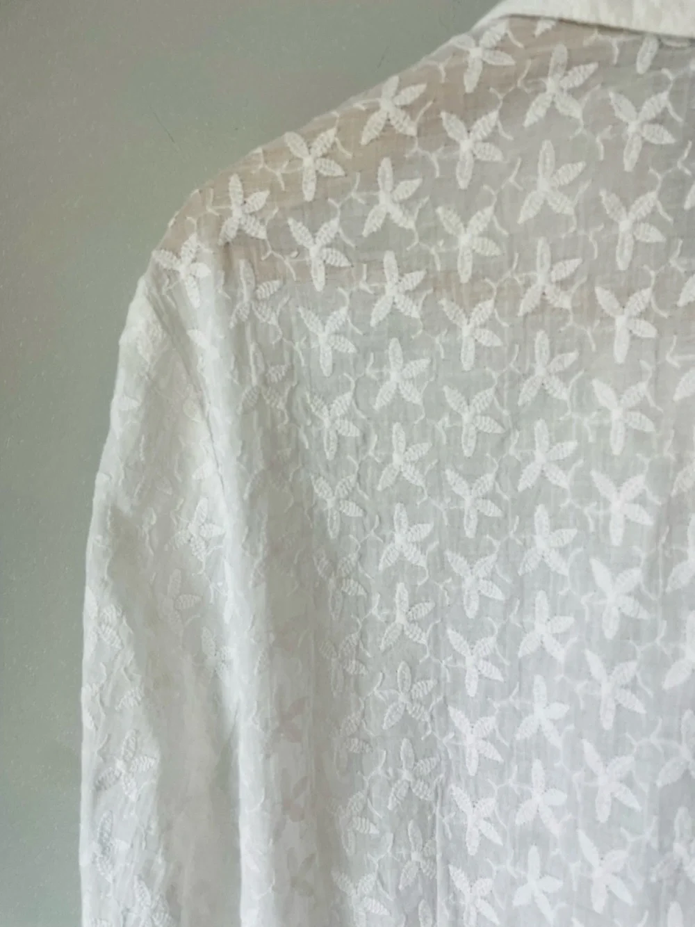 Lafayette 148 New York White Sheer Ruffle Tie-Front Blouse - Picture 6 of 7
